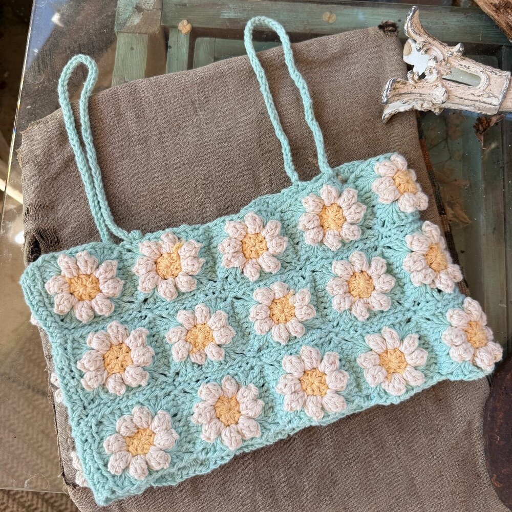 Hand Crochet Daisy Sun Top